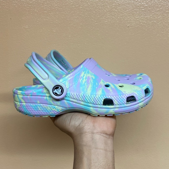 Crocs Classic Marbled Clog “Purple Blue Yellow” - Picture 1 of 16